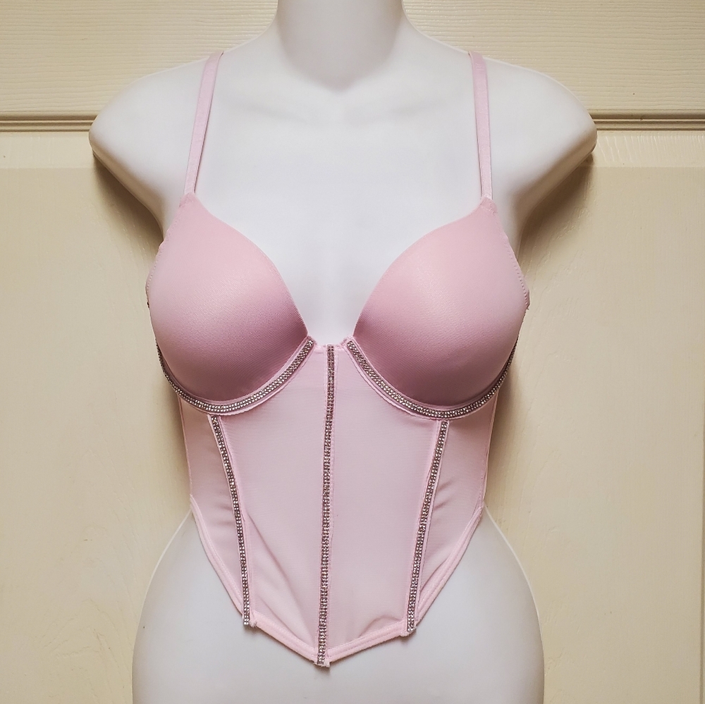 Pink BCBGeneration corset top with silver Diamonds SIZE 34B